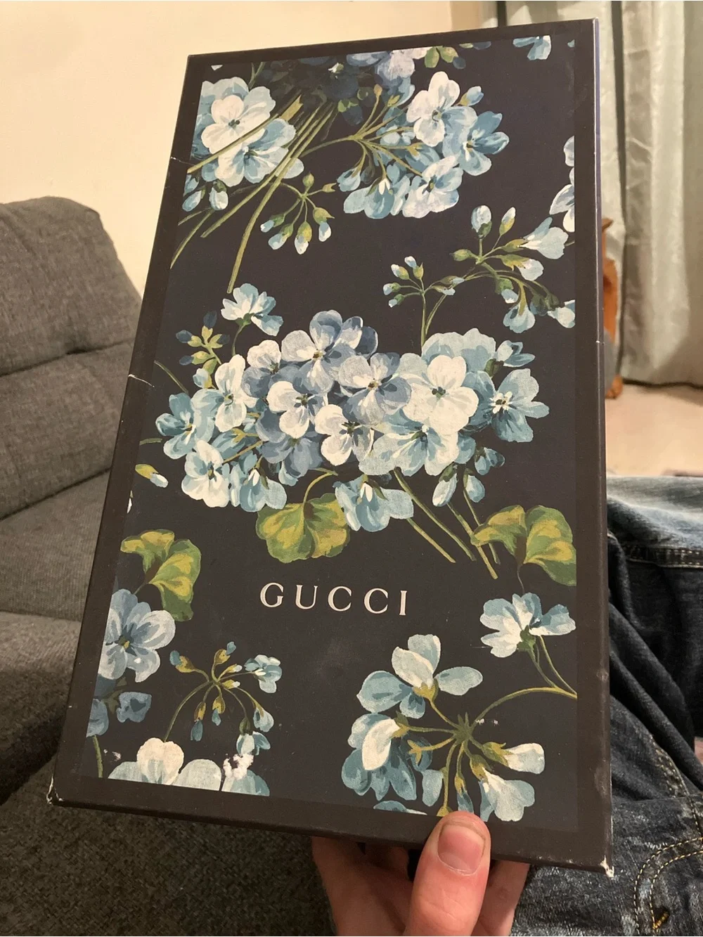 Gucci GG blooms Supreme Slides Baby Blue Flowers With Floral Box